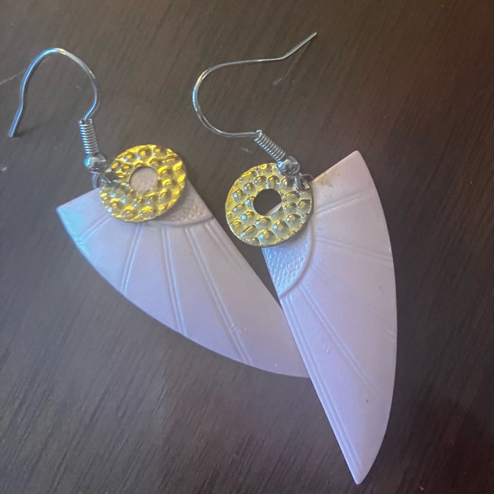 Pale Pink Handmade Abstract Shape Earrings